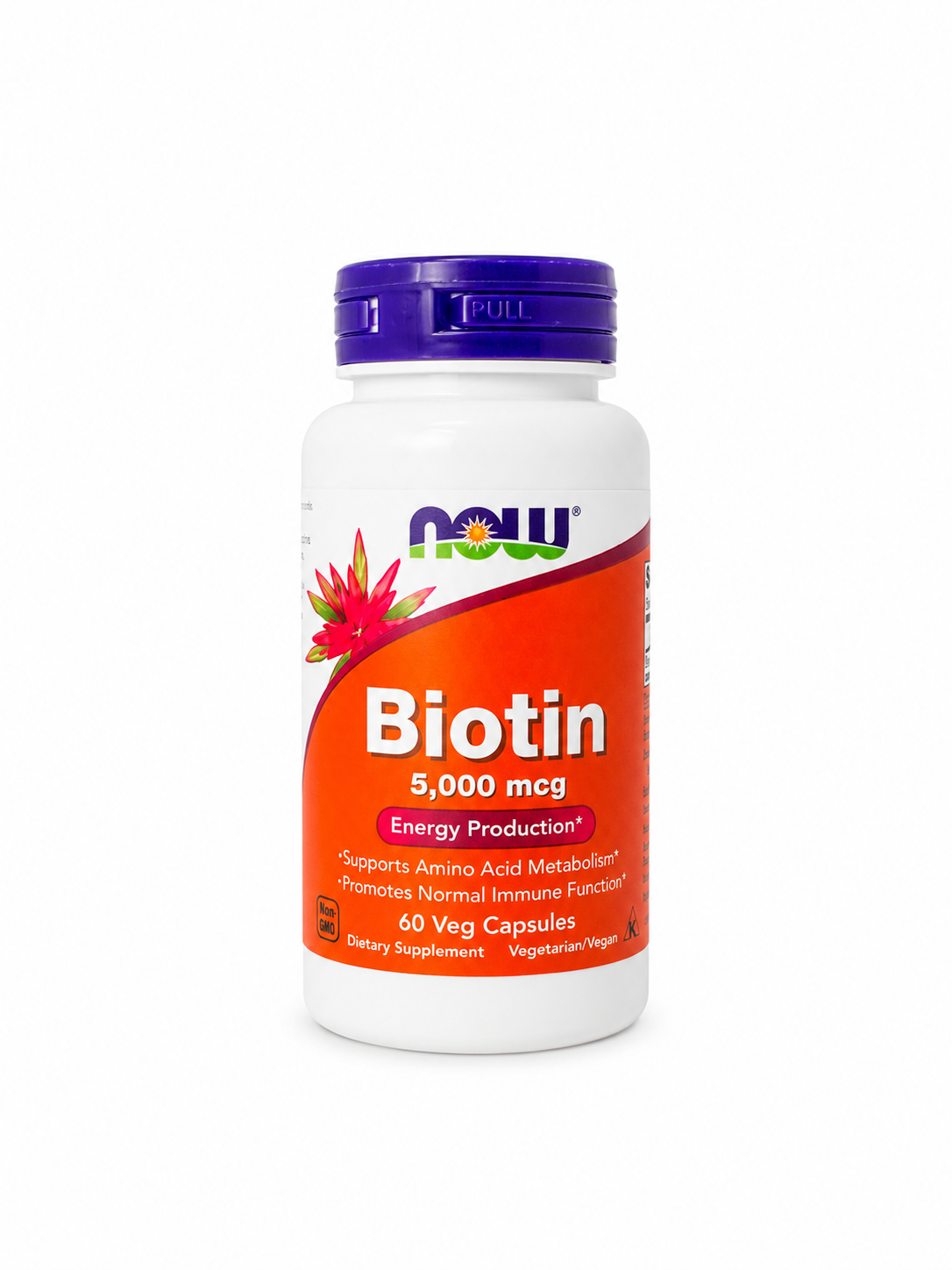 NOW Biotin 5.000 mcg – Biotina 60 Cápsulas Vegetarianas