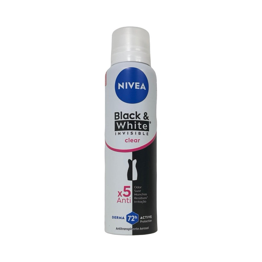 Desodorante Antitranspirante Aerossol Nivea Black & White Invisible Clear 72h – Proteção 5 em