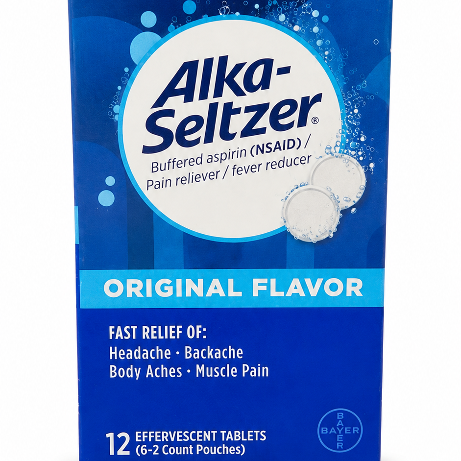 Alka-Seltzer Original com Aspirina – 12 Comprimidos Efervescentes