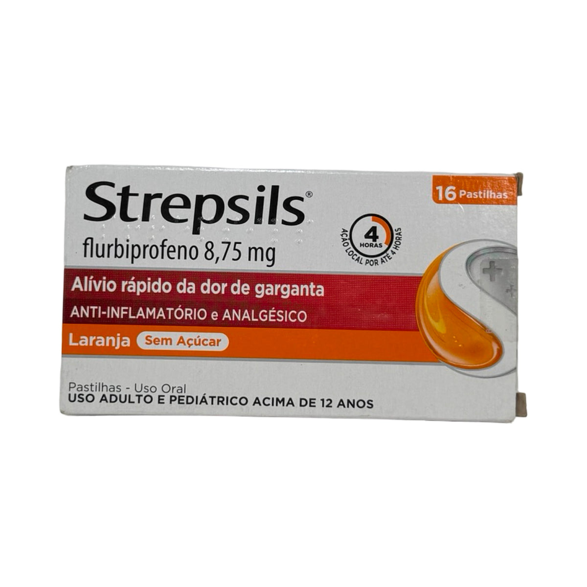 Strepsils Laranja Sem Açúcar – Flurbiprofeno 8,75mg – 16 Pastilhas