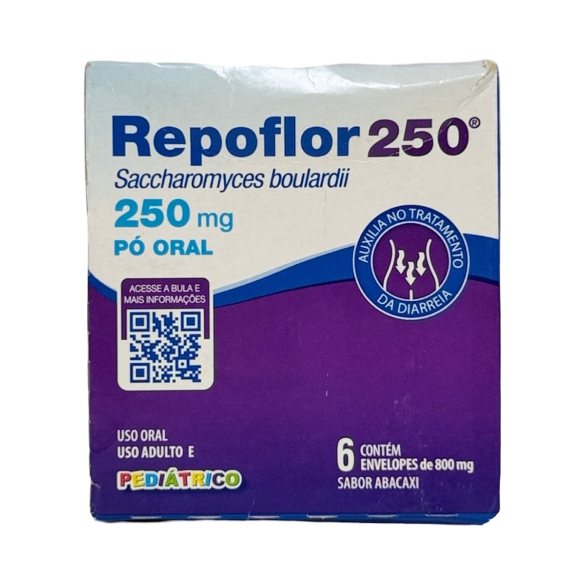 Repoflor 250 Pó Oral – Saccharomyces boulardii 250mg – 6 Envelopes Sabor Abacaxi