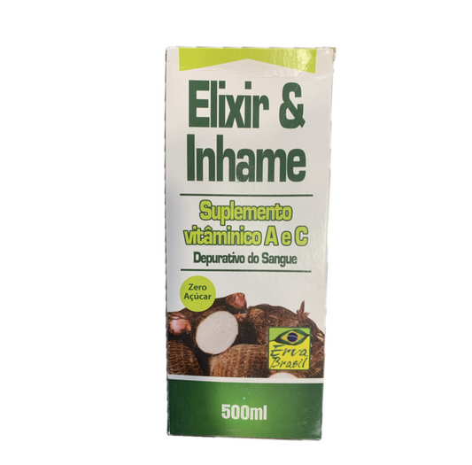 Elixir de Inhame Erva Brasil 500ml - Depurativo e Vitaminas A e C Zero Açúcar