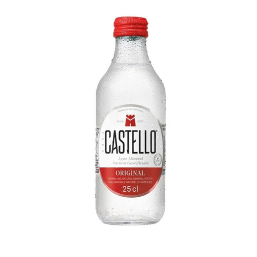 Garrafa de vidro da Água Castello Original, água mineral natural com gás de Portugal, 25 cl