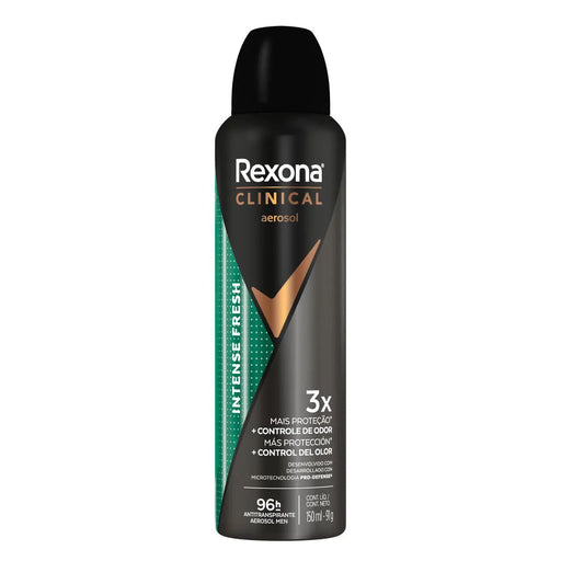 Lata do desodorante aerossol Rexona Men Clinical Intense Fresh 96h, 150 ml