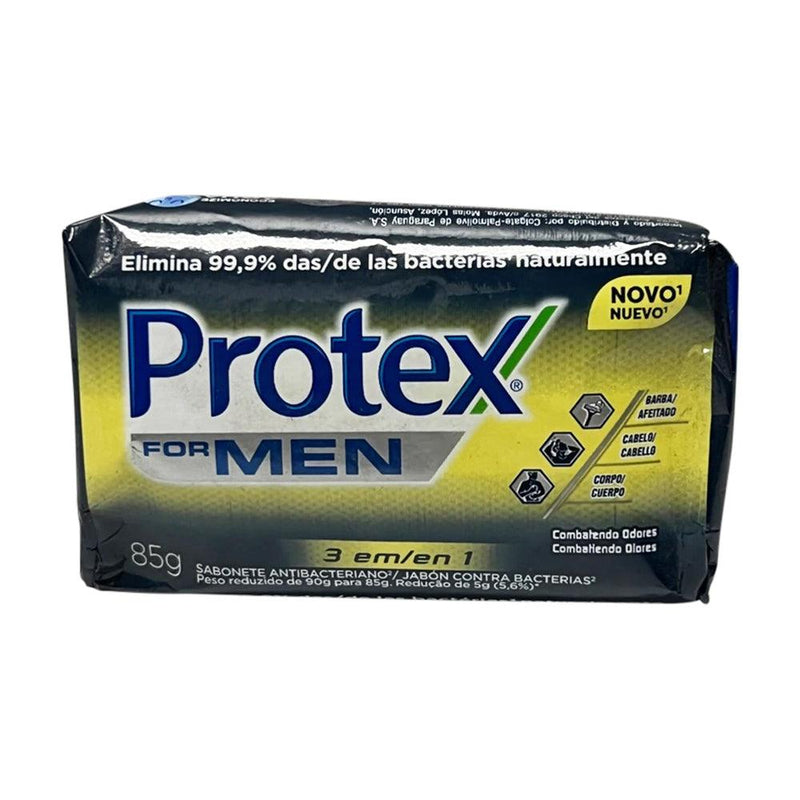 Sabonete em barra Protex For Men 3 em 1 de 85g na embalagem preta e amarela