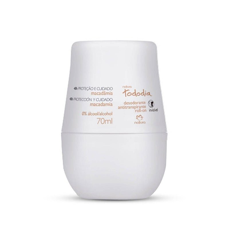 Desodorante roll-on Natura Tododia Macadâmia 70 ml, frasco branco