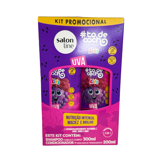 Salon Line Kids #TodeCacho Uva Kit – Shampoo + Conditioner & Treatment Mask (2-Piece Set)