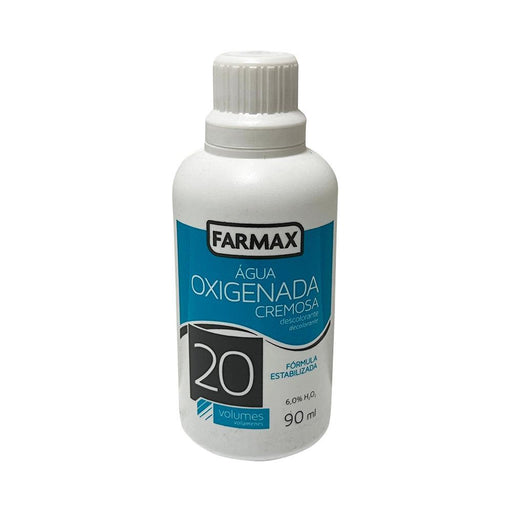Frasco branco de Água Oxigenada Cremosa Farmax 20 volumes, 90ml