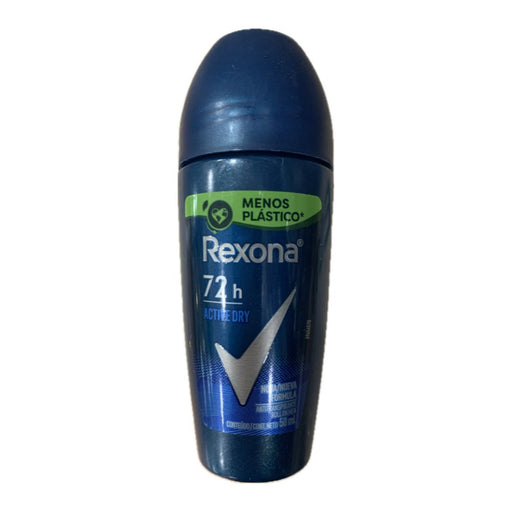 Frasco azul do desodorante roll-on Rexona Men Active Dry, 50 ml