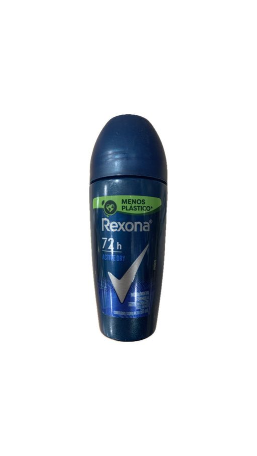 Frasco azul do desodorante roll-on Rexona Men Active Dry, 50 ml