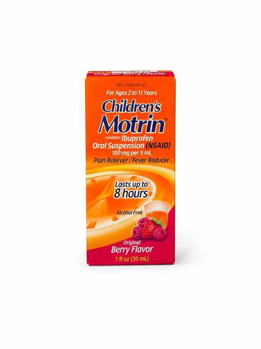 Children’s Motrin Ibuprofeno Infantil 100 mg/5 mL – Sabor Frutas Vermelhas 30 mL
