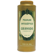 Frasco dourado de 200 g do Polvilho Antisséptico Granado