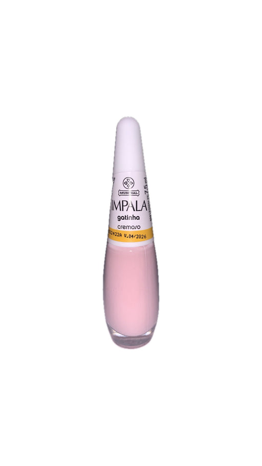 Frasco de esmalte Impala Gatinha cremoso 7,5 ml, cor rosa claro, tampa branca