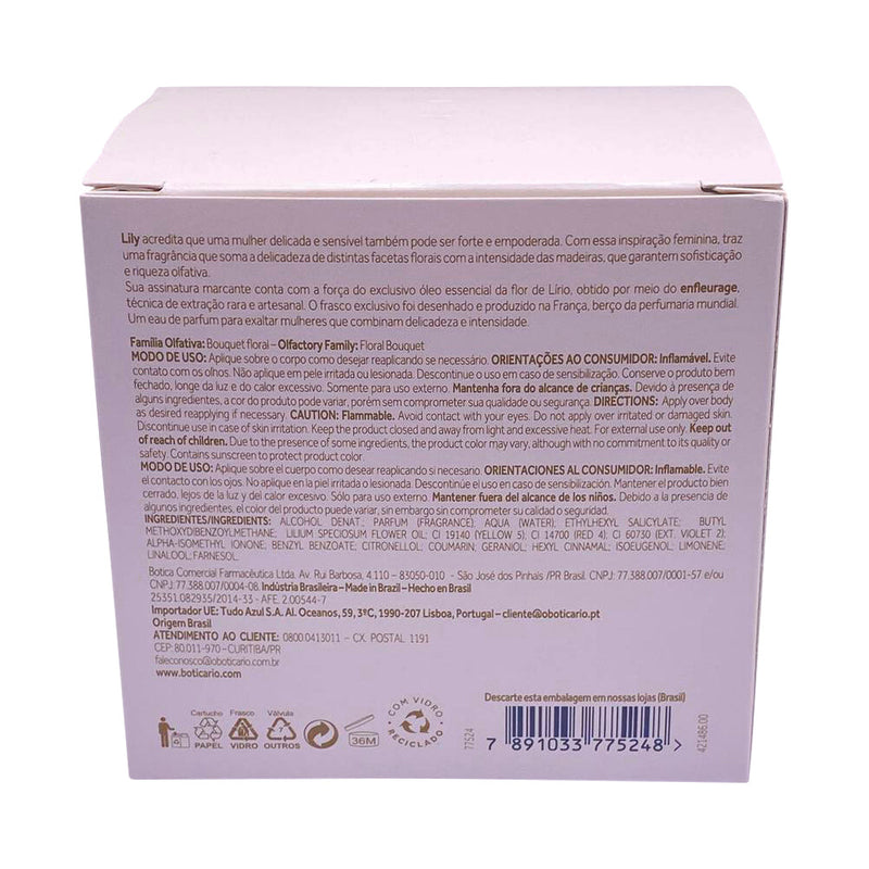 Lily Eau de Parfum oBoticário 75ml