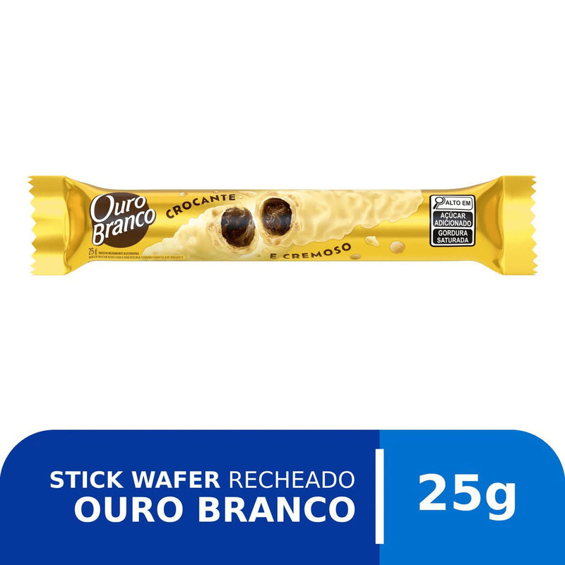 Embalagem do Stick Wafer Recheado Lacta Ouro Branco de 25 g