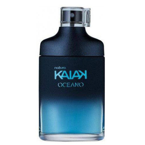 Frasco do perfume Natura Kaiak Oceano Masculino 100 ml, vidro azul-marinho degradê