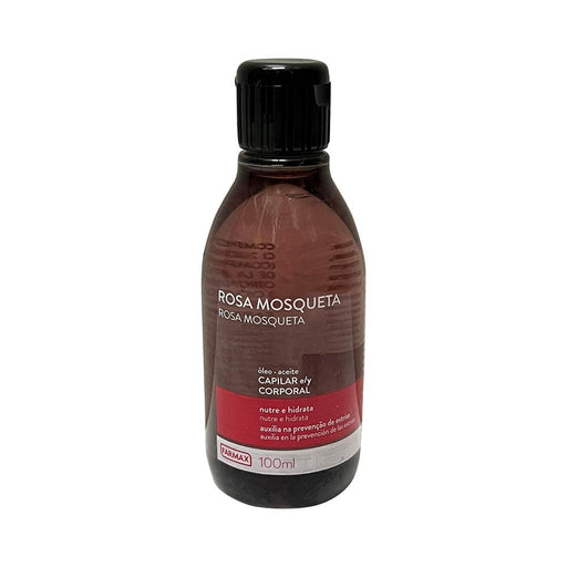 Frasco de Óleo de Rosa Mosqueta Farmax capilar e corporal 100 ml