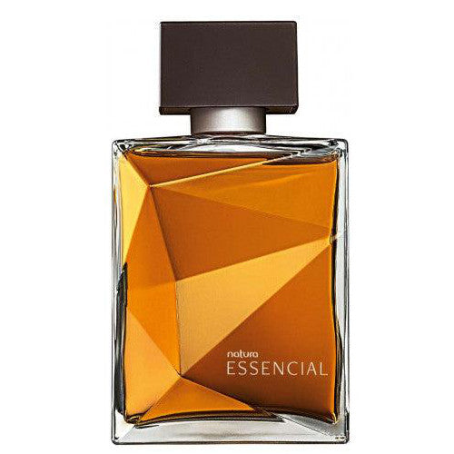 Frasco do perfume Natura Essencial Masculino 100 ml, vidro âmbar com tampa marrom