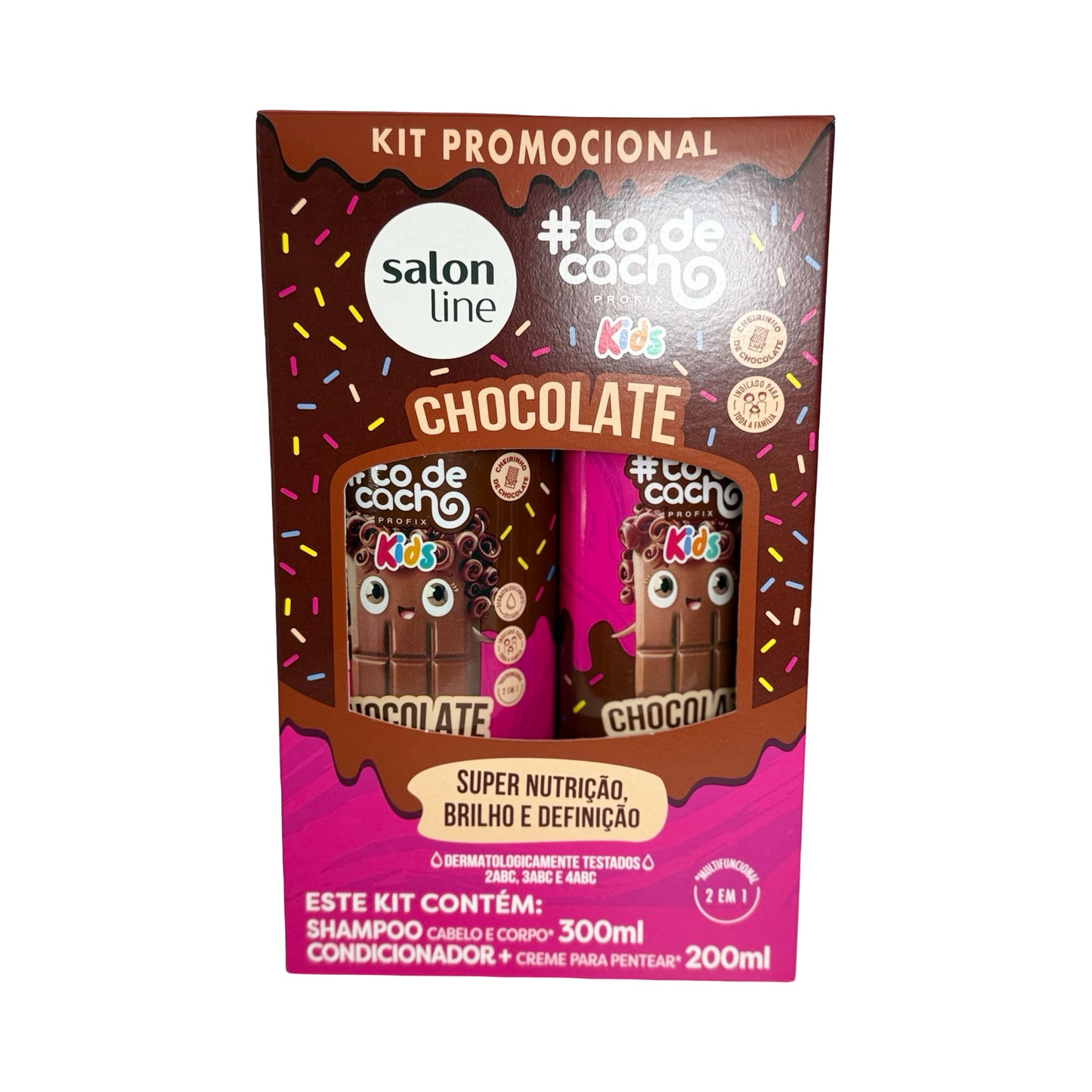 Salon Line Kids #TodeCacho Chocolate Kit – Shampoo + Conditioner & Styling Cream (2-Piece Set)