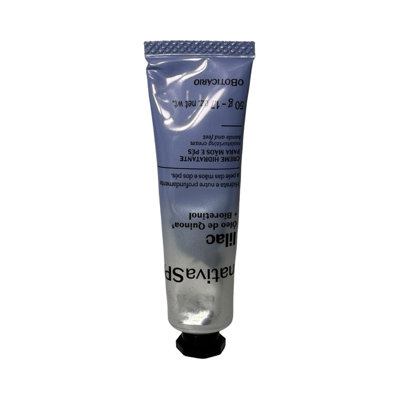 Bisnaga do creme para mãos e pés O Boticário Nativa SPA Lilac 50 g, lilás e prateada