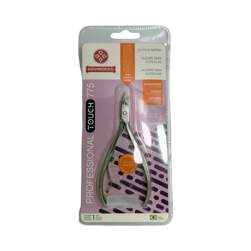 Alicate de cutícula Mundial Professional Touch 775 na embalagem lilás