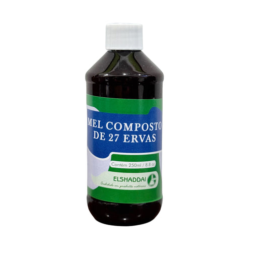 Frasco de Xarope Mel Composto de 27 Ervas Elshaddai 250ml