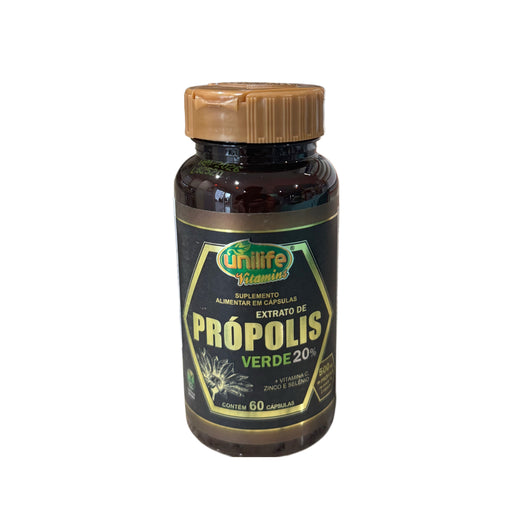 Frasco de Extrato de Própolis Unilife com 60 cápsulas gelatinosas
