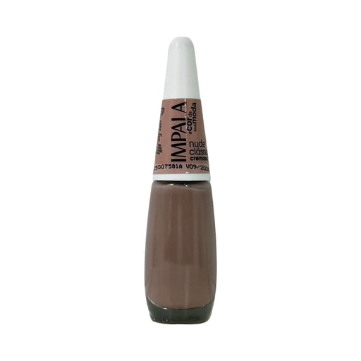 Frasco de esmalte Impala Nude Clássico cremoso 7,5 ml, cor nude bege, tampa branca