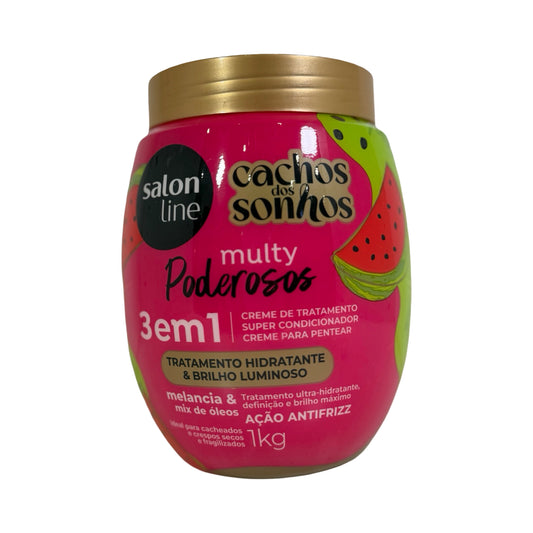 Salon Line Creme 3 em 1 Cachos dos Sonhos Melancia & Mix de Óleos Multy Poderosos 1kg