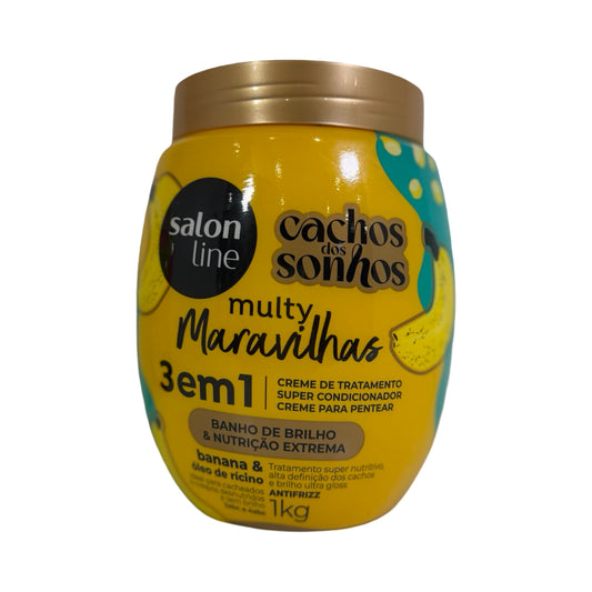 Salon Line Creme 3 em 1 Cachos dos Sonhos Multy Maravilhas 1kg – Banana e Óleo de Rícino