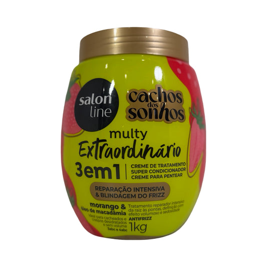 Salon Line - Multy Extraordinario - Creme 3 em 1 Morango e Oleo de Macadamia 1Kg