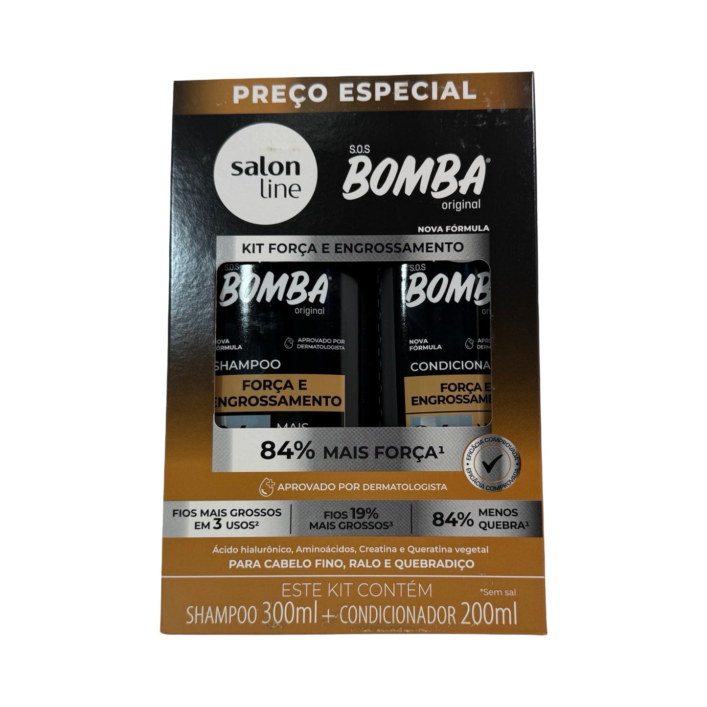Kit Salon Line S.O.S Bomba Original Força e Engrossamento – Shampoo 300ml + Condicionador 200ml