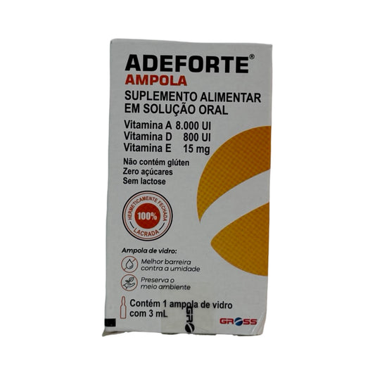 Adeforte Ampola Suplemento Alimentar em Solução Oral 3ml – Vitaminas A, D, E Gross
