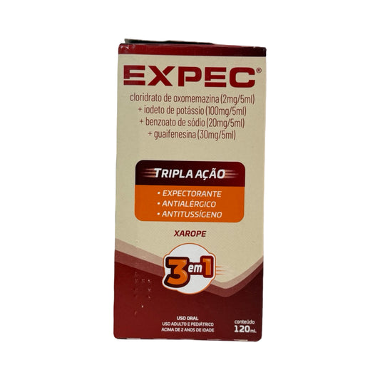 Xarope Expec Tripla Ação 120ml – Expectorante, Antialérgico e Antitussígeno