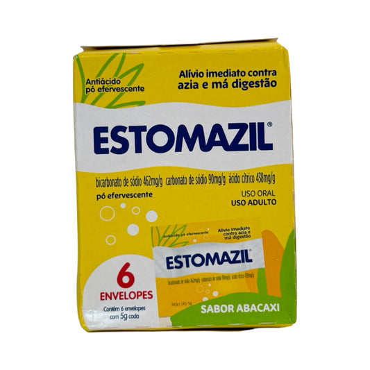 Estomazil Antiácido Pó Efervescente Sabor Abacaxi – Caixa com 6 Envelopes de 5g