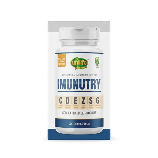 Unilife Imunutry, Complexo de Vitaminas C+D+E+Zinc+Selenium, com Extrato de Própolis, 60 Cápsulas