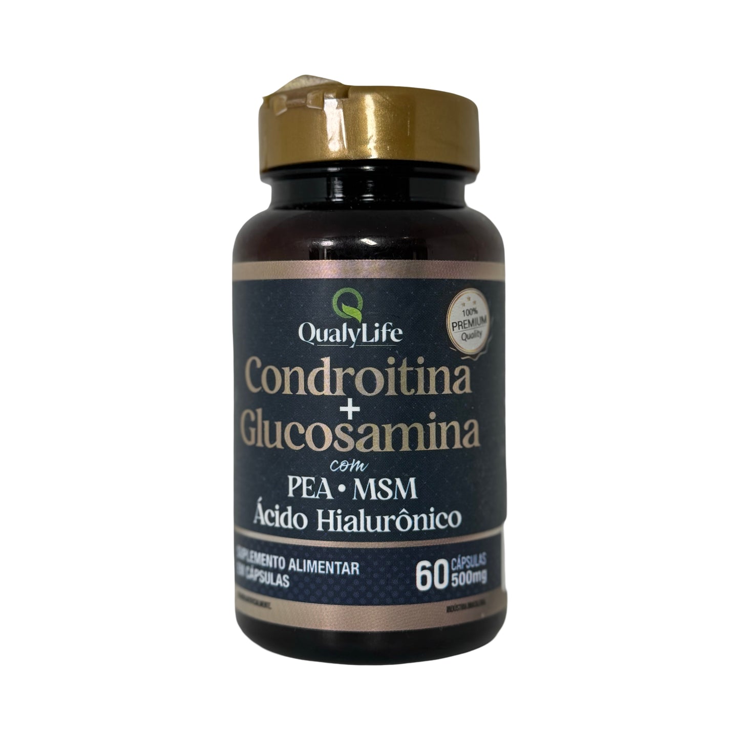 QualyLife Chondroitin & Glucosamine Complex - with PEA, MSM, and Hyaluronic Acid - 60 Capsules (500mg)