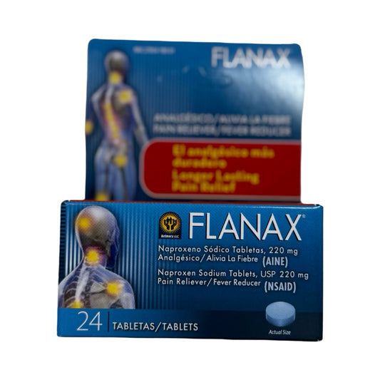 Flanax Naproxeno Sódico 220mg – Alívio Prolongado da Dor e Febre (24 Tabletes)