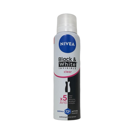 Desodorante Antitranspirante Aerossol Nivea Black & White Invisible Clear 72h – Proteção 5 em