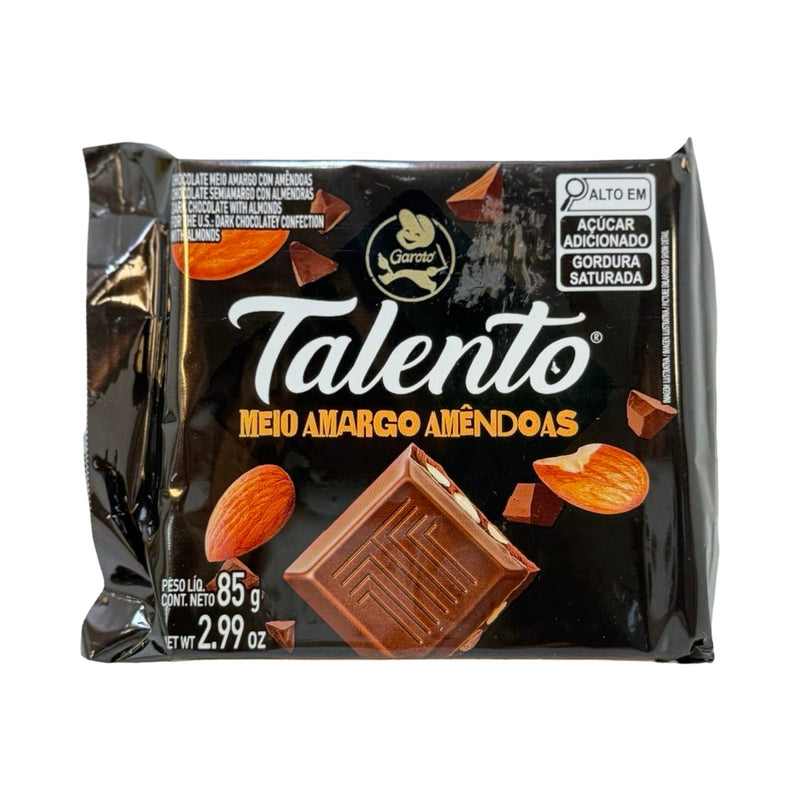 Chocolate Garoto Talento Meio Amargo com Amêndoas – 85g