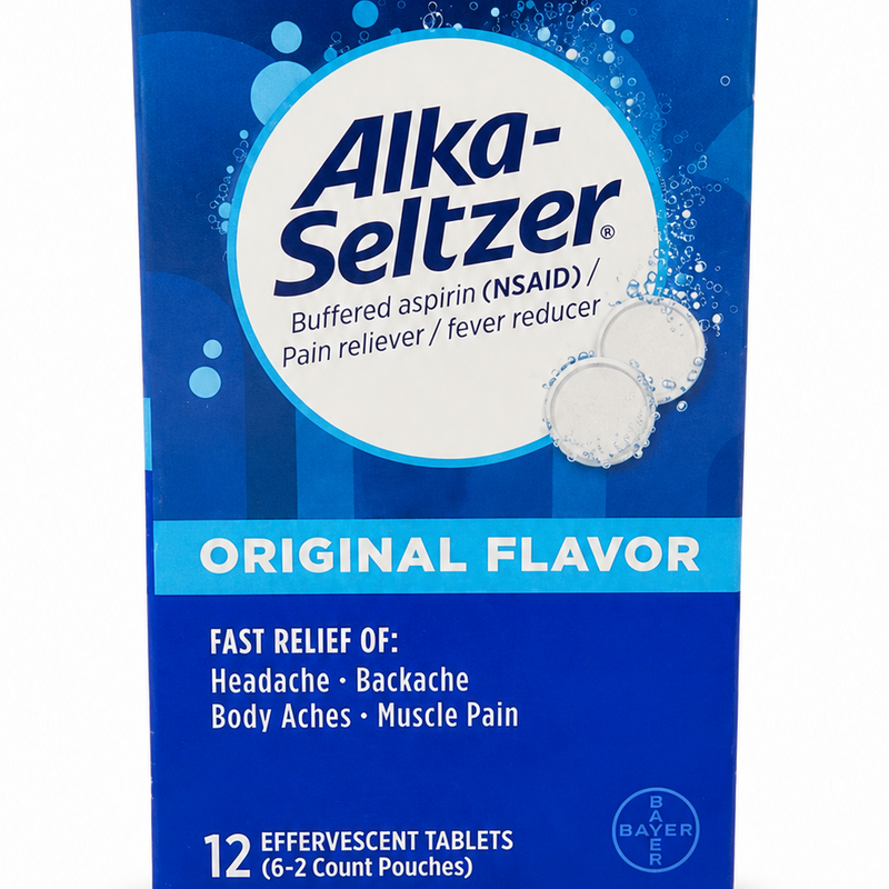 Alka-Seltzer Original com Aspirina – 12 Comprimidos Efervescentes