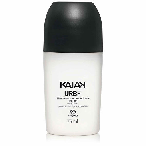 Desodorante roll-on Natura Kaiak Urbe Masculino 75 ml, frasco branco com tampa preta