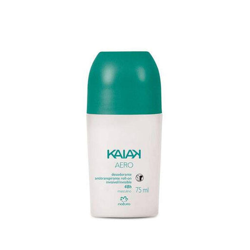 Desodorante roll-on Natura Kaiak Aero Masculino 75 ml, frasco branco com tampa verde-água