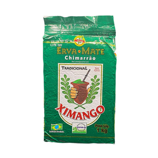 Pacote verde a vácuo da Erva-Mate Chimarrão Ximango Tradicional de 1 kg, sem adição de açúcar