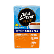 Caixa de Alka-Seltzer Plus Severe Cold & Flu Day sem sonolência, sabor mel e limão, com 6 envelopes de pó