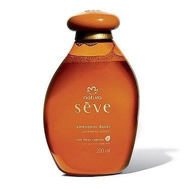 Frasco do óleo corporal Natura Sève Amêndoas Doces 200 ml, âmbar