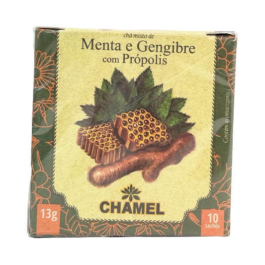 Chá Misto de Menta e Gengibre com Própolis Chamel – 10 Sachês (13g)