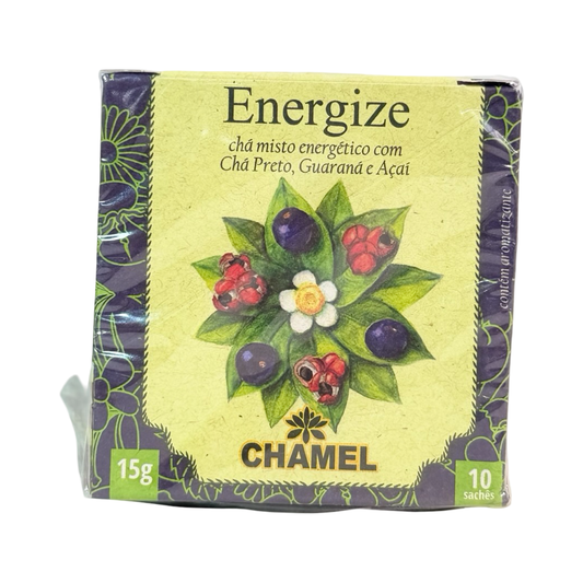 Chá Misto Energético Chamel Energize com Chá Preto, Guaraná e Açaí – 10 Sachês (15g)