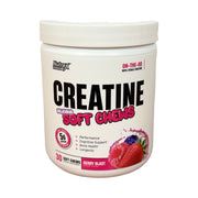 Pote da Creatina Mastigável Nutrex Soft Chews sabor Berry Blast, 30 unidades, 5 g de creatina a cada 2 unidades