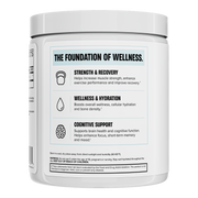 Lateral do pote Creatina Nutrex Essentials: força e recuperação, hidratação e suporte cognitivo